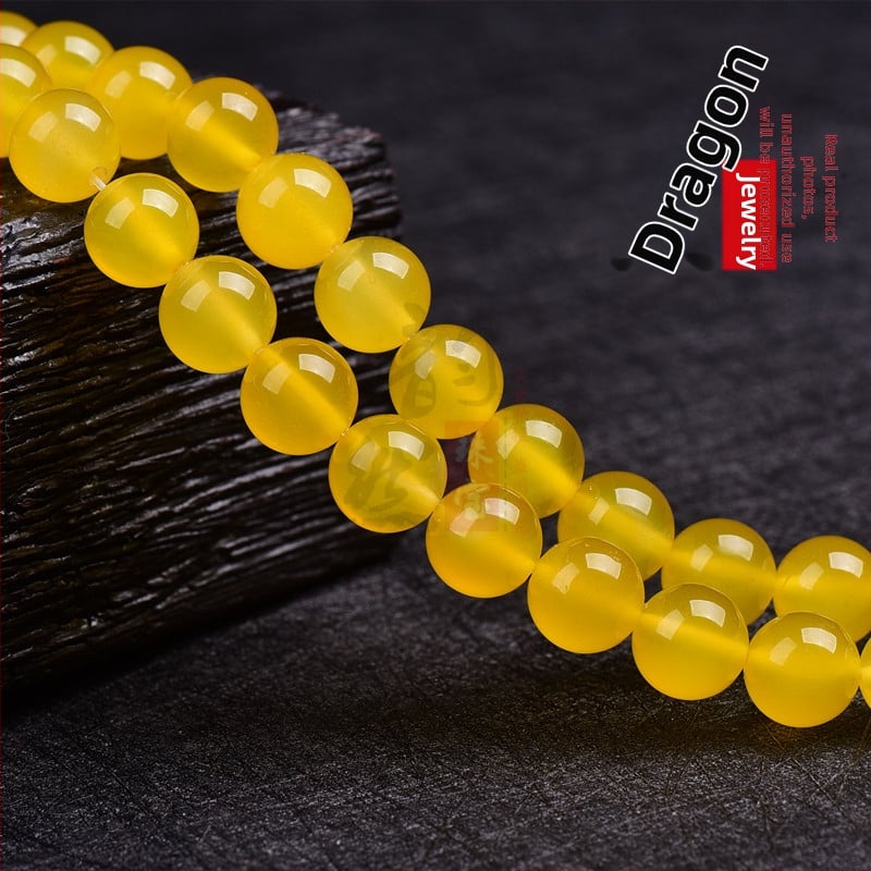 Prirodni žuti ahat slobodne perle za izradu nakita, 6 mm okrugle perle za DIY narukvice i ogrlice