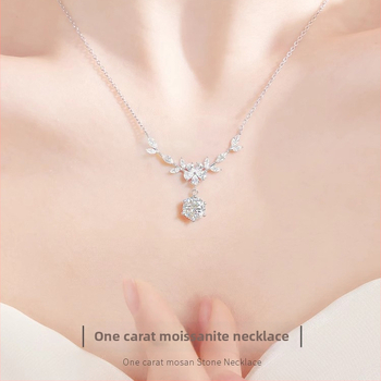 Colier cu pandantiv în formă de floare din argint 99% pur, lanț cu cruce, design inspirat din natură