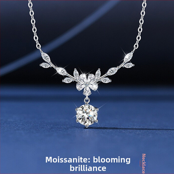 Colier cu pandantiv în formă de floare din argint 99% pur, lanț cu cruce, design inspirat din natură