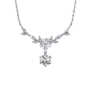 Colier cu pandantiv în formă de floare din argint 99% pur, lanț cu cruce, design inspirat din natură