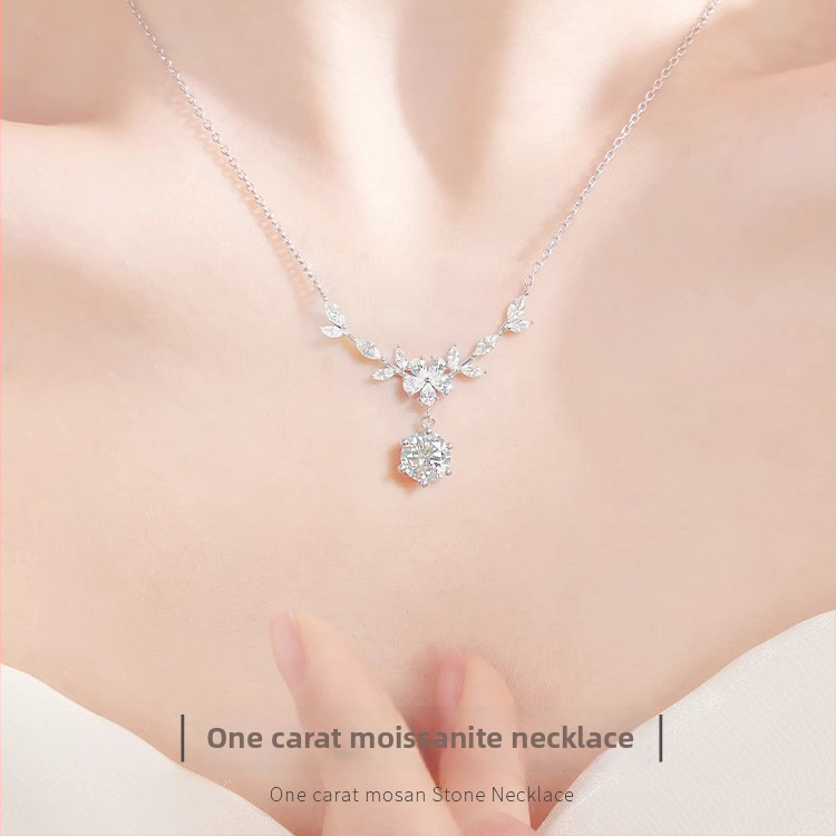 Colier cu pandantiv în formă de floare din argint 99% pur, lanț cu cruce, design inspirat din natură