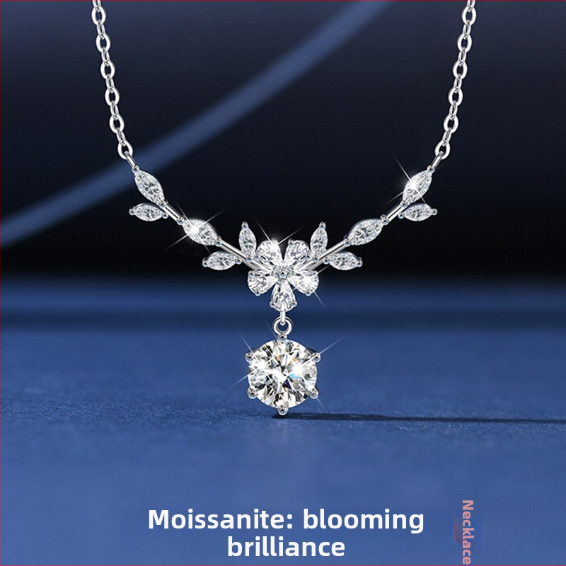 Colier cu pandantiv în formă de floare din argint 99% pur, lanț cu cruce, design inspirat din natură