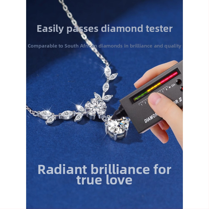 Colier cu pandantiv în formă de floare din argint 99% pur, lanț cu cruce, design inspirat din natură