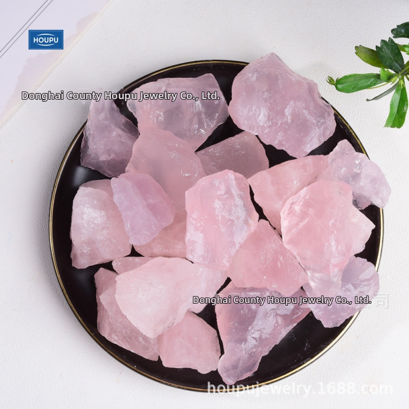Rozā kvarca nerafinēts akmens difūzoriem, akvārijiem un podiem; dabisks kristāls, izskats: nerafinēts akmens