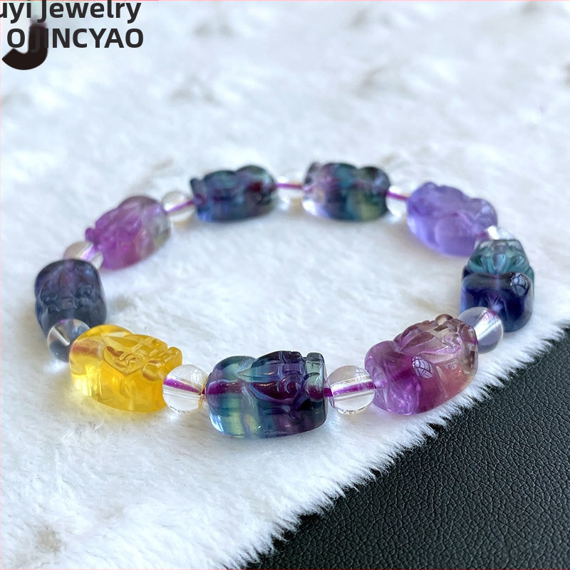 Jinyao Pixiu krištáľový náramok, gravírovaný, dymový kremeň, unisex, nový čínsky štýl