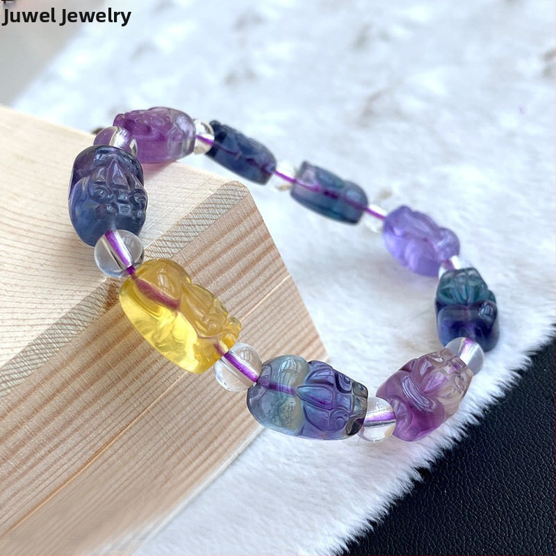 Jinyao Pixiu krištáľový náramok, gravírovaný, dymový kremeň, unisex, nový čínsky štýl