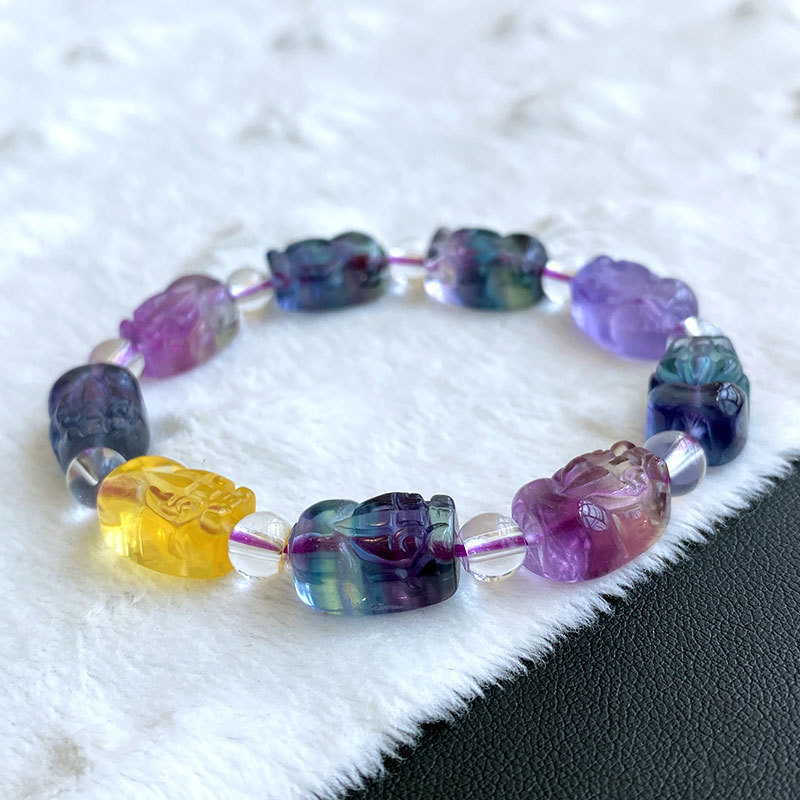 Jinyao Pixiu krištáľový náramok, gravírovaný, dymový kremeň, unisex, nový čínsky štýl