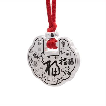 Náhrdelník pre deti zo striebra s gravírovaným kľúčom dlhovekosti, geometrický príves, 999 čisté striebro