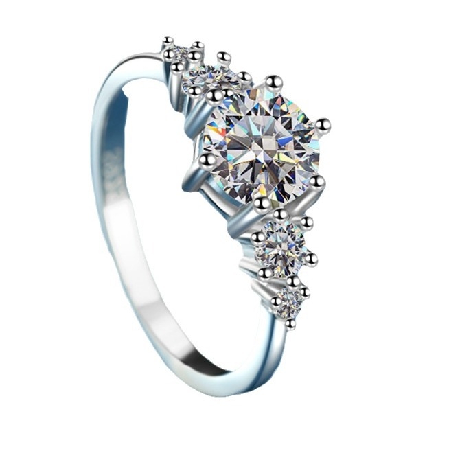 Inel din argint 925 cu Moissanite 1 ct, design geometric, pentru femei