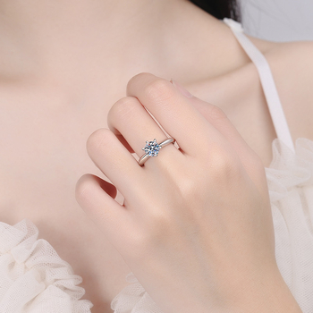 Inel cu Moissanit pentru femei, Argint 925, placare electroplatină, Stil coreean, Design geometric