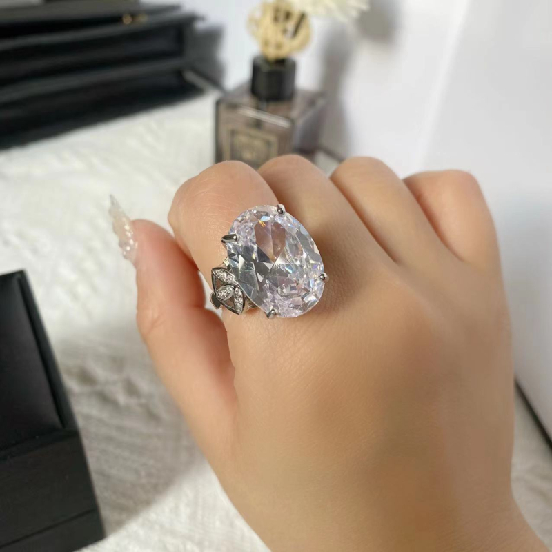 Versa prsten s imitacijom moissanita za žene, velikog ovalnog oblika 15x20, lagani luksuzni stil, prsten s izgledom bijelog dijamanta