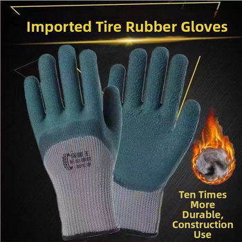 Odolné pracovné rukavice s vnútorným velúrovým podšívkou, potopené kožené rukavice, protišmykové, zosilnené