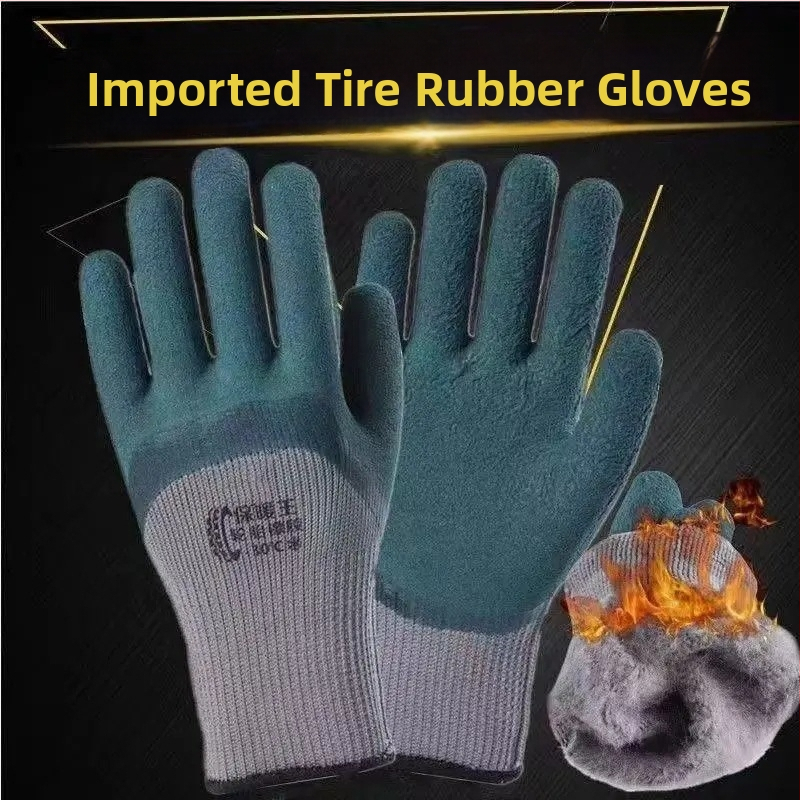Odolné pracovné rukavice s vnútorným velúrovým podšívkou, potopené kožené rukavice, protišmykové, zosilnené