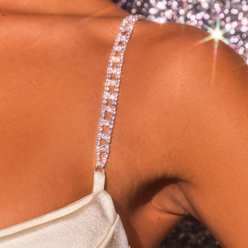 Telová retiazka s viacfarebnými kryštálmi, nastaviteľný otvorený geometrický dizajn, elektroplátovaná zliatina