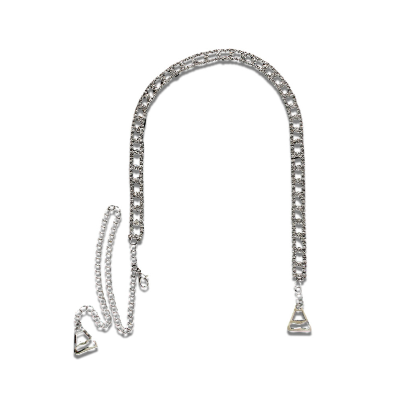 Telová retiazka s viacfarebnými kryštálmi, nastaviteľný otvorený geometrický dizajn, elektroplátovaná zliatina