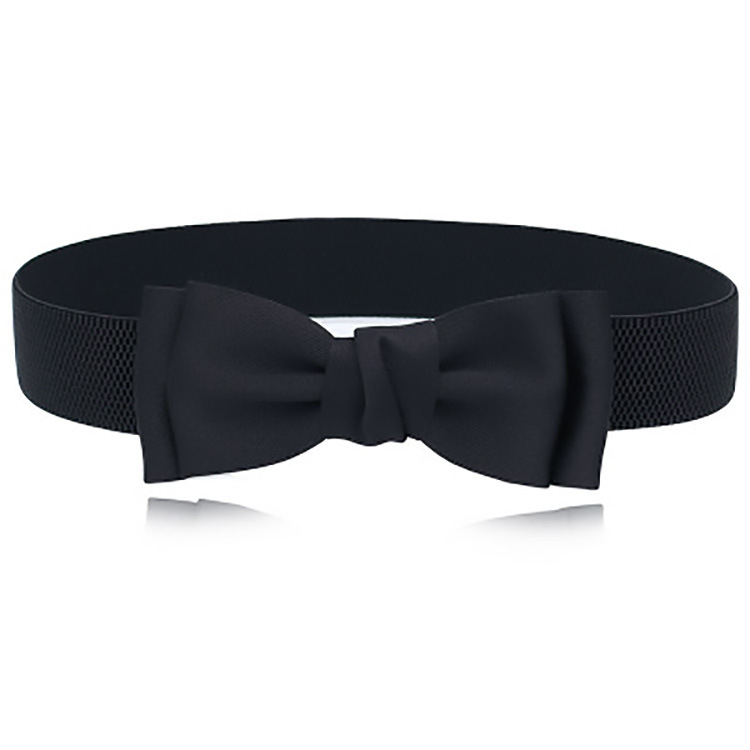 Elastični kaiš za haljine s mašnicom, umjetna koža, okrugla kopča, klik kopča, All-Match stil, za sve sezone