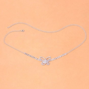 Αλυσίδα ποδιού με στρας και μοτίβο πεταλούδας, ηλεκτροπλατιωμένο κράμα χαλκού, γυναικείος εξωτικός στυλ