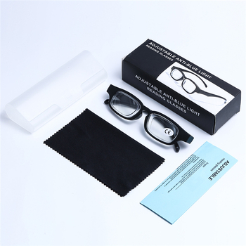 Очила за четене с All-in-One регулиране на фокуса +100 до +400, защита от синя светлина, TR90 квадратни рамки, пълна рамка за възрастни