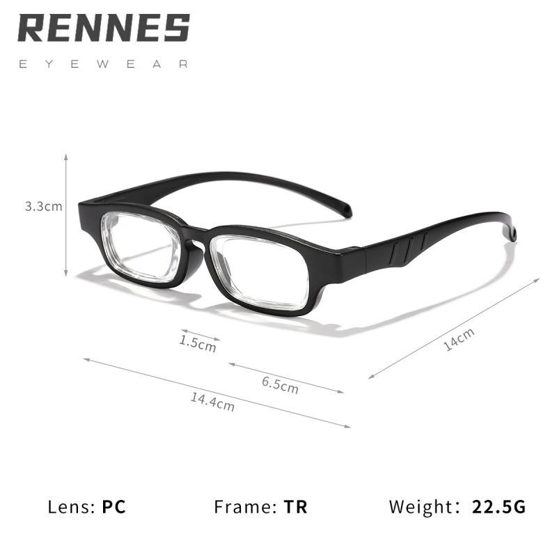 Очила за четене с All-in-One регулиране на фокуса +100 до +400, защита от синя светлина, TR90 квадратни рамки, пълна рамка за възрастни