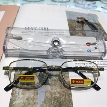 Пресбиопични очила за четене, стъклени лещи, ретро стил, метална пълна рамка, овална форма, модел 621