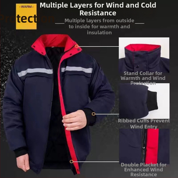 Muška zimska jakna od pamuka s kapuljom, reflektirajuće trake, debela izolacija, pamuk punjenje i svilena podstava