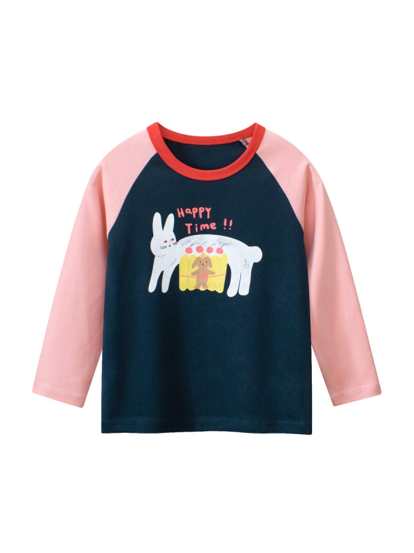 Dječja majica s dugim rukavima, korejski stil, okrugli ovratnik, 100% pamuk, crtani print, za uzrast 3–8 godina, proljeće i jesen