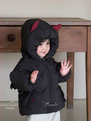 Detská zimná bunda z down 2025 – pre chlapcov 1–3 roky, bez kapucne, výplň kačacie perie 150–200 g, obsah peria 86–90%