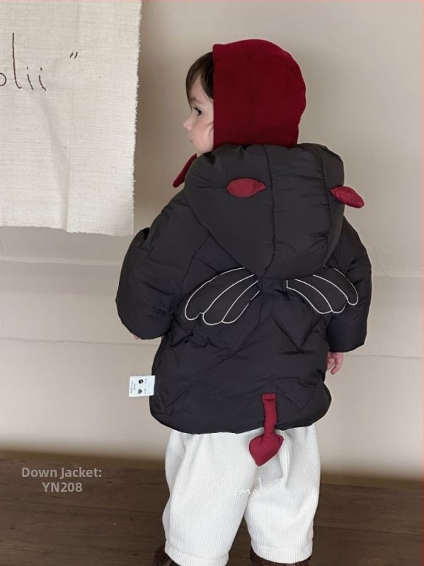 Detská zimná bunda z down 2025 – pre chlapcov 1–3 roky, bez kapucne, výplň kačacie perie 150–200 g, obsah peria 86–90%
