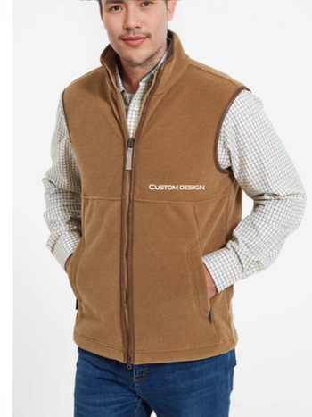 Мъжка жилетка с висока яка от флисов плат, дебела, с цип, странични джобове
