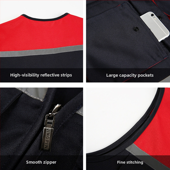 Инструментална работна жилетка с контрастен дизайн, памук 99%, подплата акрил, цип, патч джобове