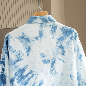 Muška košulja s tie-dye uzorkom, ručno šivena, elegantna, visoke kvalitete, u korejskom stilu, proljeće–jesen 2025, opušten kroj, dugi rukav