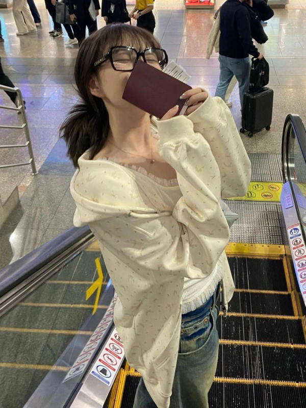 Ženska dukserica s kapuljom i zipom, uzorak mašne, lagana mješavina pamuka i poliestera