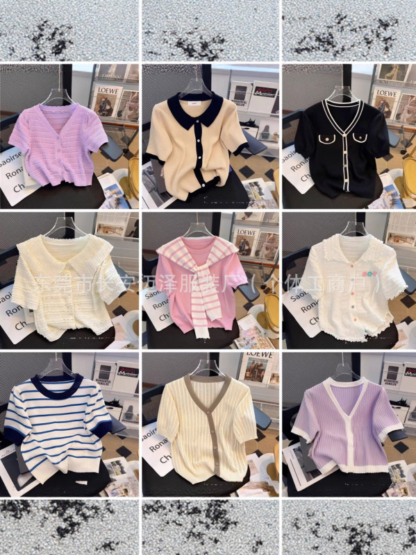 Ženski ljetni pleteni T‑shirt s kapuljačom, kratkih rukava, geometrijski uzorak, vlakno: vuna-viskoza 95%+