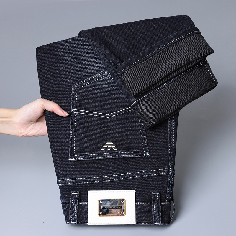 Αντρικά τζιν ίσια γραμμή, μεσαία μέση, denim 92% βαμβάκι, παχυνόμενο ύφασμα, φερμουάρ