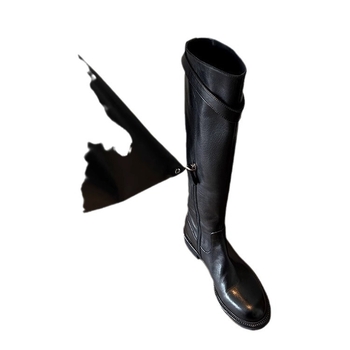 Vitezove čizme od kože, okrugli vrh, debeli potplat 3–5 cm, visoki dio čizme, bočni zip
