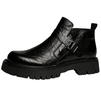 Мъжки мартин ботуши с дебела подметка, стил Челси; горна част от две слоя телешка кожа, подметка гума, ток 3-5 см, марка ORP/Olp