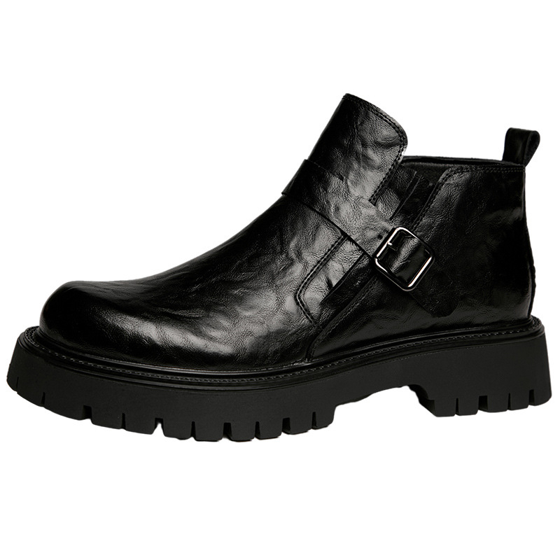 Мъжки мартин ботуши с дебела подметка, стил Челси; горна част от две слоя телешка кожа, подметка гума, ток 3-5 см, марка ORP/Olp