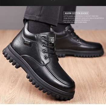 Zimske visoke cipele od sintetičke kože za muškarce, debela potplat, protuklizna gumena potplata, izdržljive, vezanje