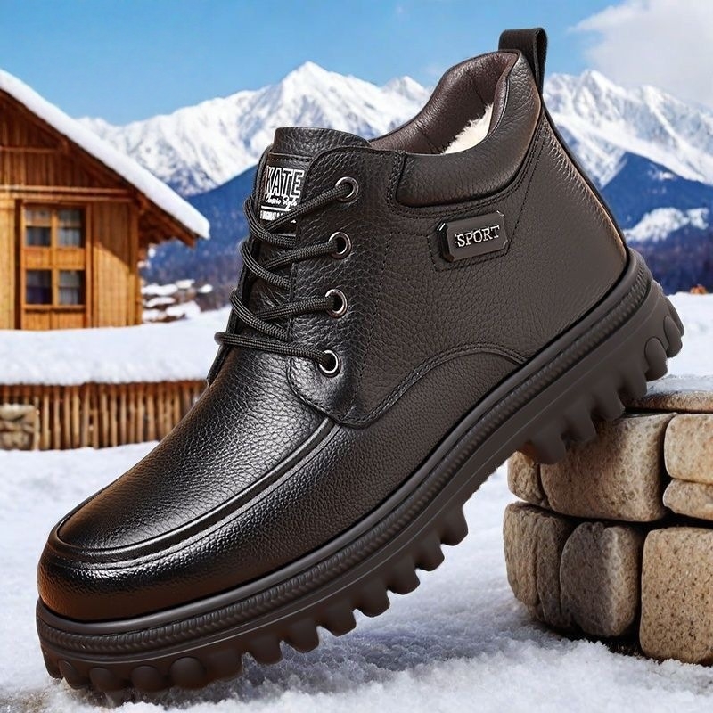 Zimske visoke cipele od sintetičke kože za muškarce, debela potplat, protuklizna gumena potplata, izdržljive, vezanje