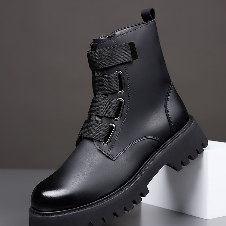 Muške kožne Martin čizme, visoko krojenje, zimska podstava od ovčje kože, vulkanizirana gumena potplat, zatvaranje kopčom