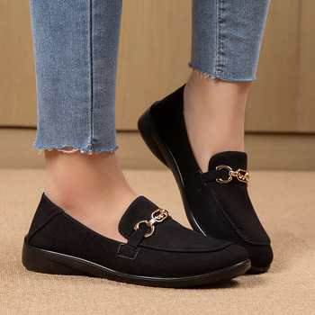 Ženske platnene slip-on cipele s oštrim nosom i gumom