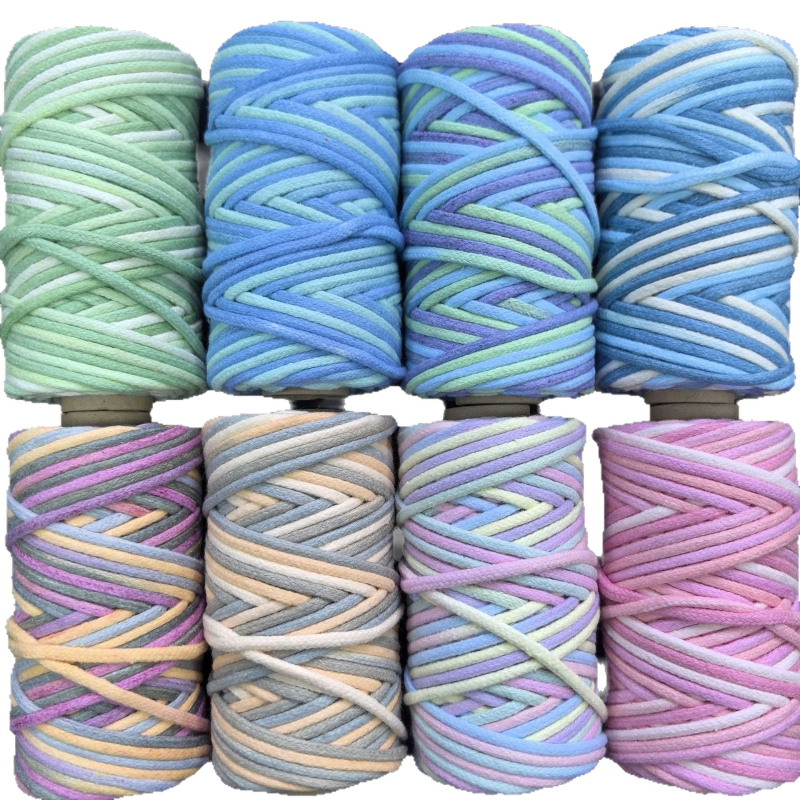 Βαμβακερό σχοινί για DIY κατασκευές με εκτυπωμένη επεξεργασία, προσαρμοζόμενο μακραμέ κορδόνι για βραχιόλια και λουριά τσαντών