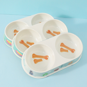 Διπλό μπολ κατοικίδίων από μελαμίνη με ενσωματωμένο νερό και φαγητό για γάτες και σκύλους