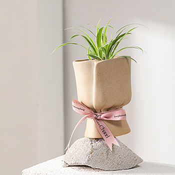 Керамичен съд за цветя, ръчна изработка, настолен или подов монтаж, прост скандинавски INS стил