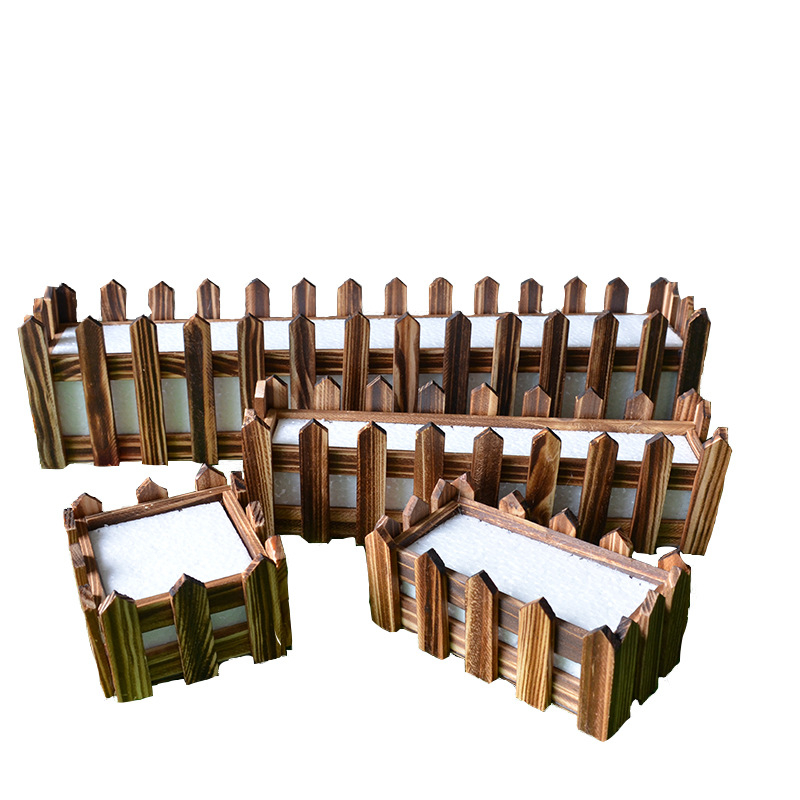 Дървен цветарник, карбонизиран при висока температура; мултифункционален монтаж: стенен, подов или висящ; стил пасторално ретро; устойчив на корозия, здрав и издръжлив