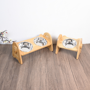 Ξύλινη βάση για μπολ γάτας, μάρκα Qingtong, εξοπλισμός κατοικίδιων