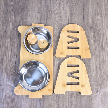 Ξύλινη βάση για μπολ γάτας, μάρκα Qingtong, εξοπλισμός κατοικίδιων