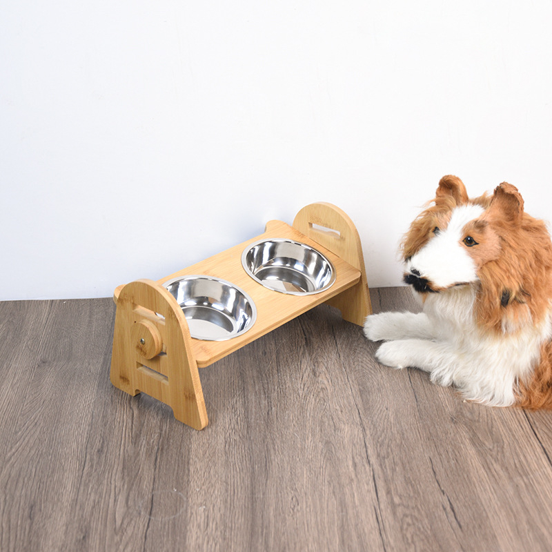 Ξύλινη βάση για μπολ γάτας, μάρκα Qingtong, εξοπλισμός κατοικίδιων