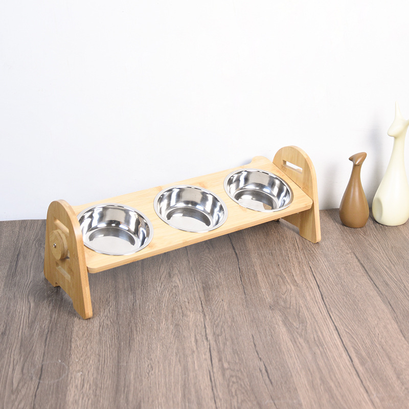 Ξύλινη βάση για μπολ γάτας, μάρκα Qingtong, εξοπλισμός κατοικίδιων