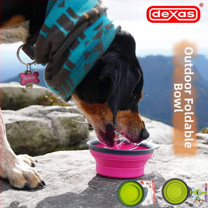 Dexas αναδιπλούμενο μπολ για κατοικίδια — κατάλληλο για σκύλους και γάτες, φορητό υπαίθριο μπολ νερού